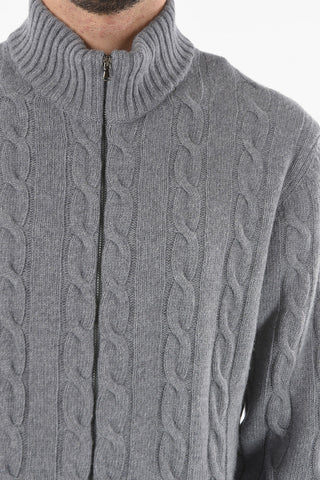 Aran Cashmere-blend Cardigan with Zip Fastening