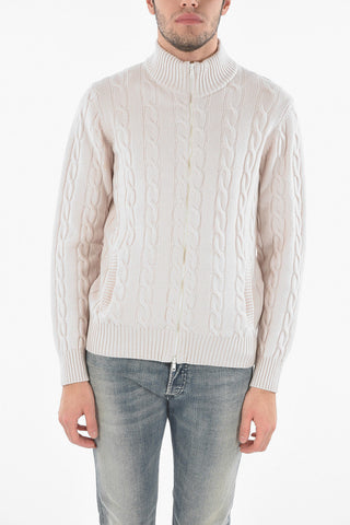 Aran Cashmere-blend Cardigan with Zip Fastening