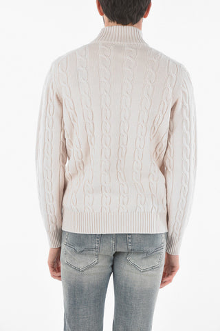 Aran Cashmere-blend Cardigan with Zip Fastening