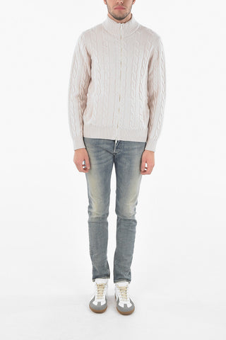 Aran Cashmere-blend Cardigan with Zip Fastening