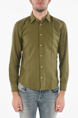 Flannel Cotton Shirt with Spread Collar
