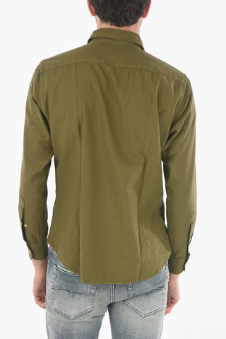 Flannel Cotton Shirt with Spread Collar