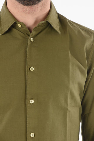 Flannel Cotton Shirt with Spread Collar
