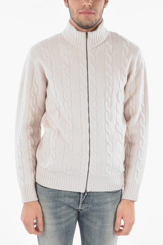 Aran Cashmere-blend Cardigan with Zip Fastening