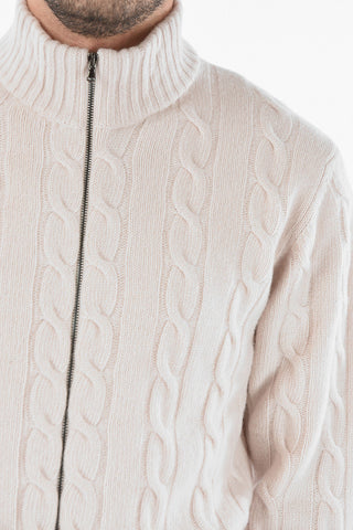 Aran Cashmere-blend Cardigan with Zip Fastening