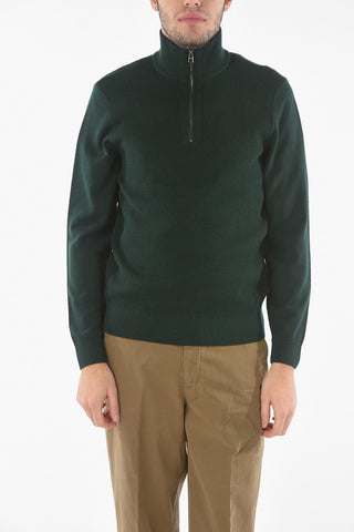 Maglia Mock Neck in Lana Vergine con Half Zip