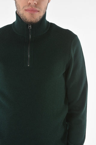 Maglia Mock Neck in Lana Vergine con Half Zip
