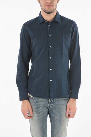 Flanel Cotton Shirt with Spread Collar