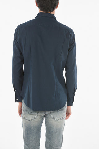 Flanel Cotton Shirt with Spread Collar