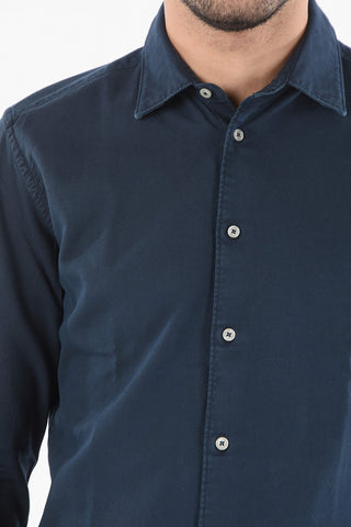 Flanel Cotton Shirt with Spread Collar