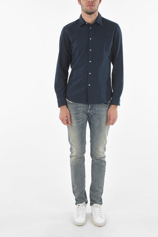 Flanel Cotton Shirt with Spread Collar