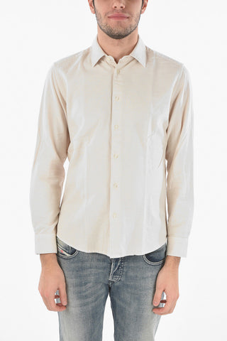 Camicia in Flanella di Cotone con Colletto Italiano