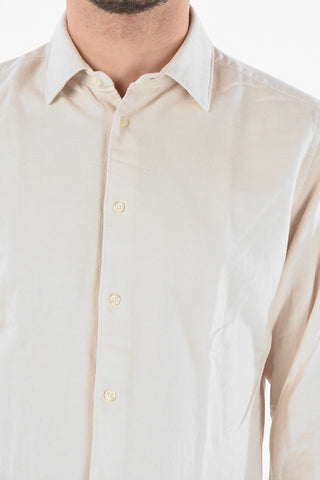 Camicia in Flanella di Cotone con Colletto Italiano