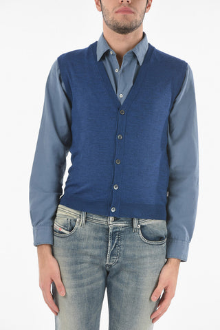 Virgin Wool Sleeveless Cardigan