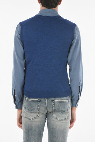 Virgin Wool Sleeveless Cardigan