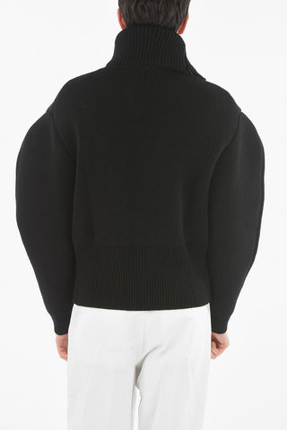Buttoned Turtle Neck DOUBLE FACE SHETLAND Wool Jumper
