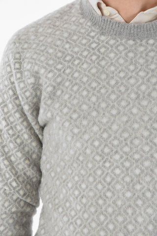 Virgin Wool-blend Crew neck Sweater with Geometric Pattern