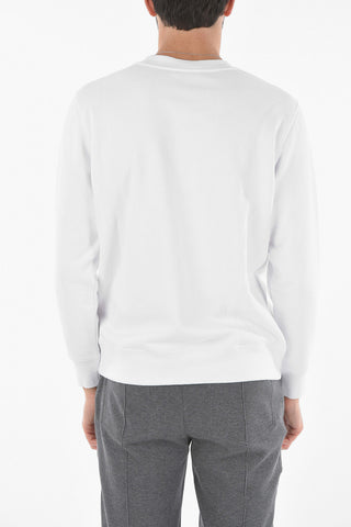 Crew Neck Terry Logo Patch Fleece Cotton Sweashirt