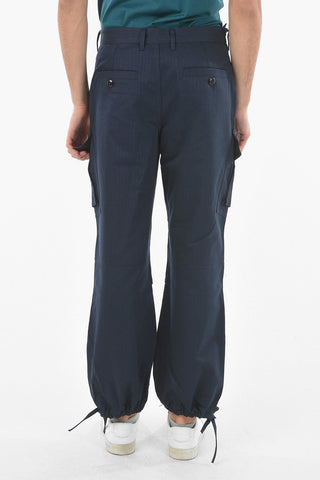 Pantaloni Cargo in Cotone con Coulisse alla Caviglia
