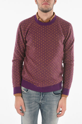 Jacquard Crew neck sweater with Geometric Pattern