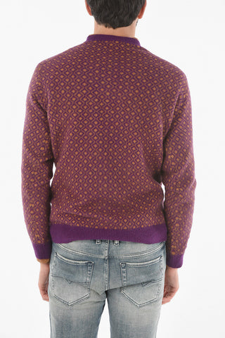 Jacquard Crew neck sweater with Geometric Pattern