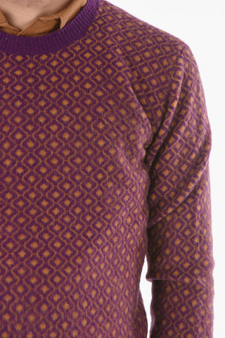 Jacquard Crew neck sweater with Geometric Pattern