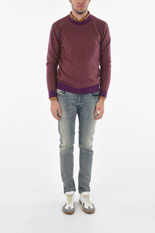 Jacquard Crew neck sweater with Geometric Pattern