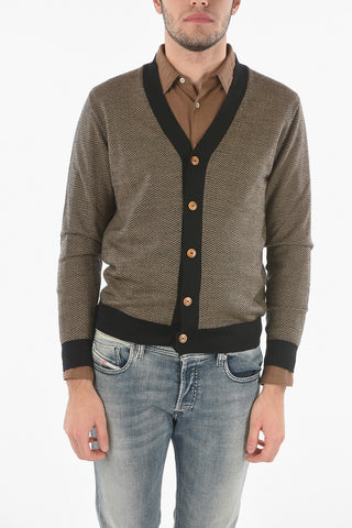 Cardigan in Herringbone di Lana Vergine