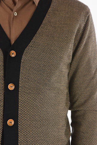 Cardigan in Herringbone di Lana Vergine