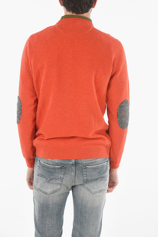 Virgin Wool Crewneck Sweater with Patches
