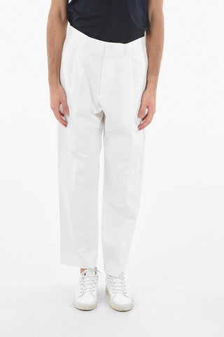 Single-pleated Cropped Fit Cotton Pants