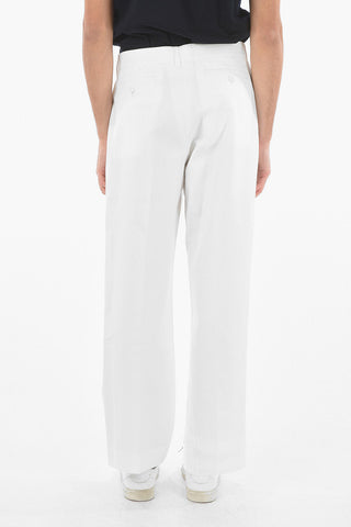 Single-pleated Cropped Fit Cotton Pants
