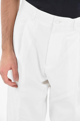 Single-pleated Cropped Fit Cotton Pants