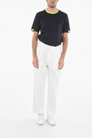 Single-pleated Cropped Fit Cotton Pants
