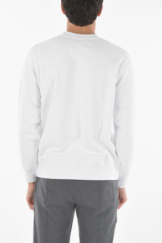 Crew Neck Terry Logo Patch Fleece Cotton Sweashirt