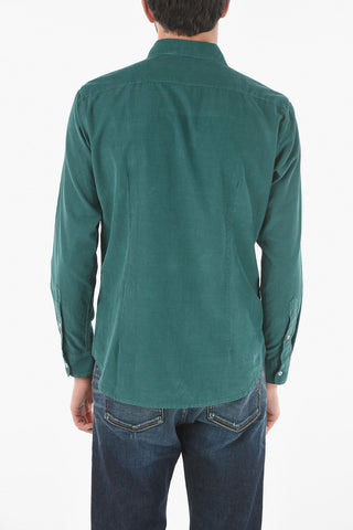 RIbbed Velour Shirt with Classic Collar