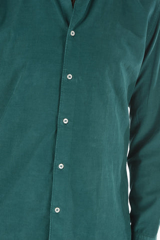 RIbbed Velour Shirt with Classic Collar