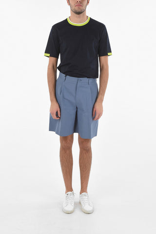 Single-pleated Cotton Chino Shorts