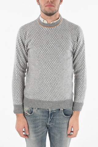 Maglia Girocollo in Chevron di Misto Lana