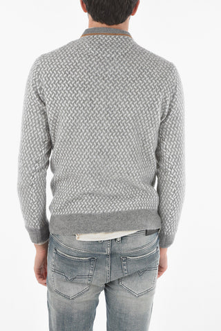 Maglia Girocollo in Chevron di Misto Lana