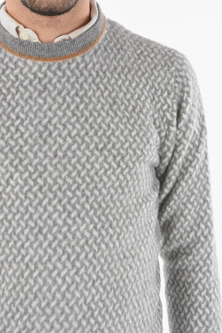 Maglia Girocollo in Chevron di Misto Lana