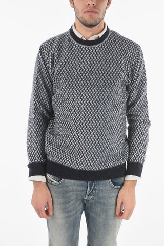 Maglia Girocollo in Chevron di Misto Lana