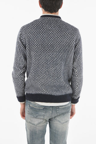 Maglia Girocollo in Chevron di Misto Lana