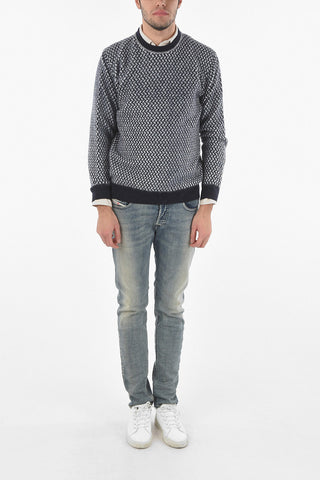 Maglia Girocollo in Chevron di Misto Lana