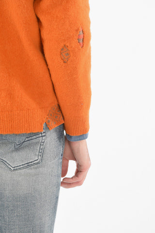 Virgin Wool-blend Crew-neck Sweater with Patch Details