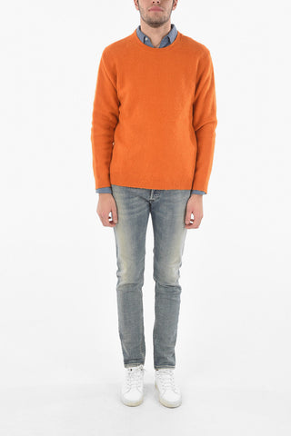Virgin Wool-blend Crew-neck Sweater with Patch Details