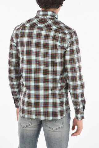 Button Down Plaid Check Motif Shirt with Breast-pocket