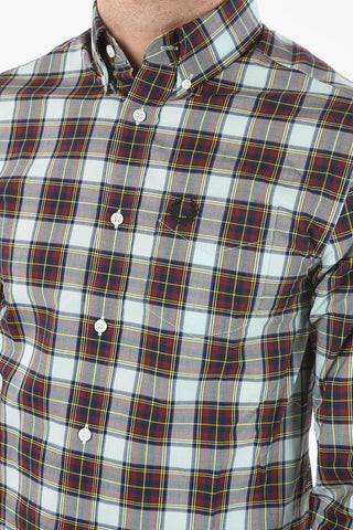 Button Down Plaid Check Motif Shirt with Breast-pocket