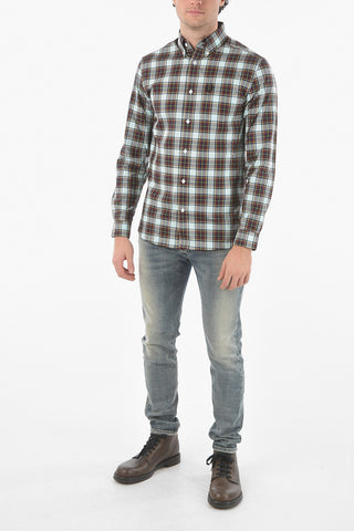 Button Down Plaid Check Motif Shirt with Breast-pocket