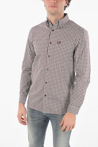 Button-down Gingham Motif Shirt With Breast-pocket